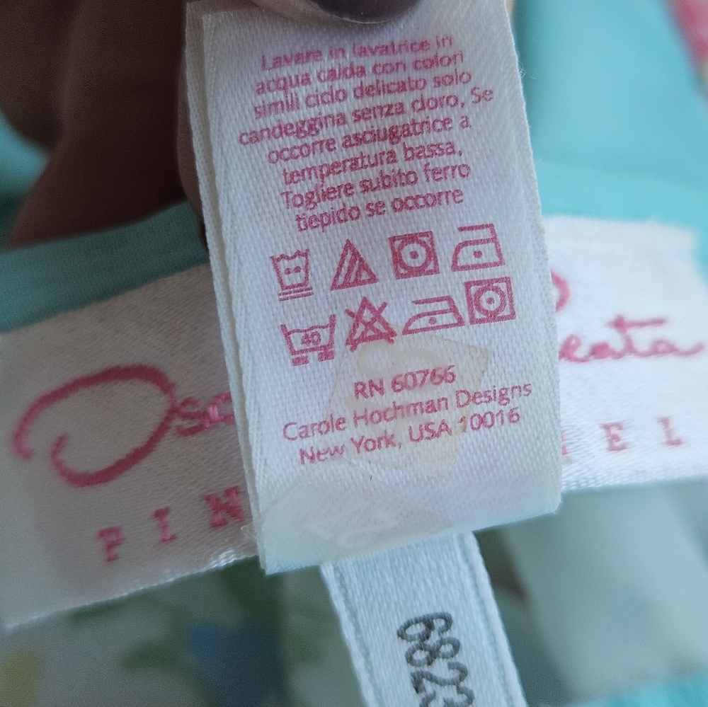 Oscar De La Renta Pink Label Vintage Turquoise Pink Floral Chemise Nightgown - Picture 16 of 16
